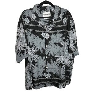 NOMA TD Work By Hand Men's Button Down Shirt Palm Tree Print Black‎ Gray Size 6